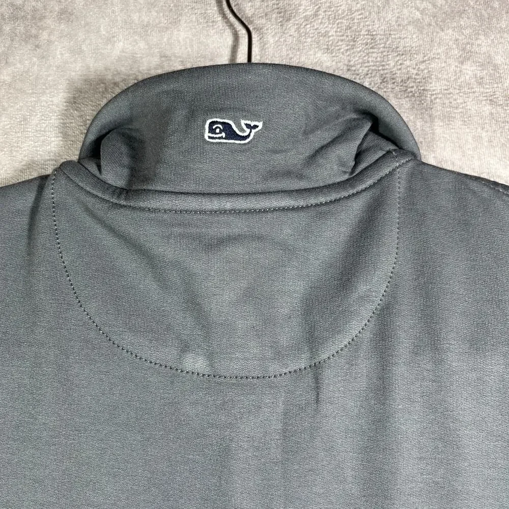 Vineyard Vines Sweater Men Large Gray Quarter Zip Pullover Outdoor Preppy Casual